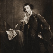 Image is mezzotint of "Horace Walpole youngest son of Sr. Robt. Walpole, Earl of Orford" by James McArdell